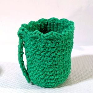 ☕ Adorable Crochet Green Mug NEW HANDCRAFTED OOAK